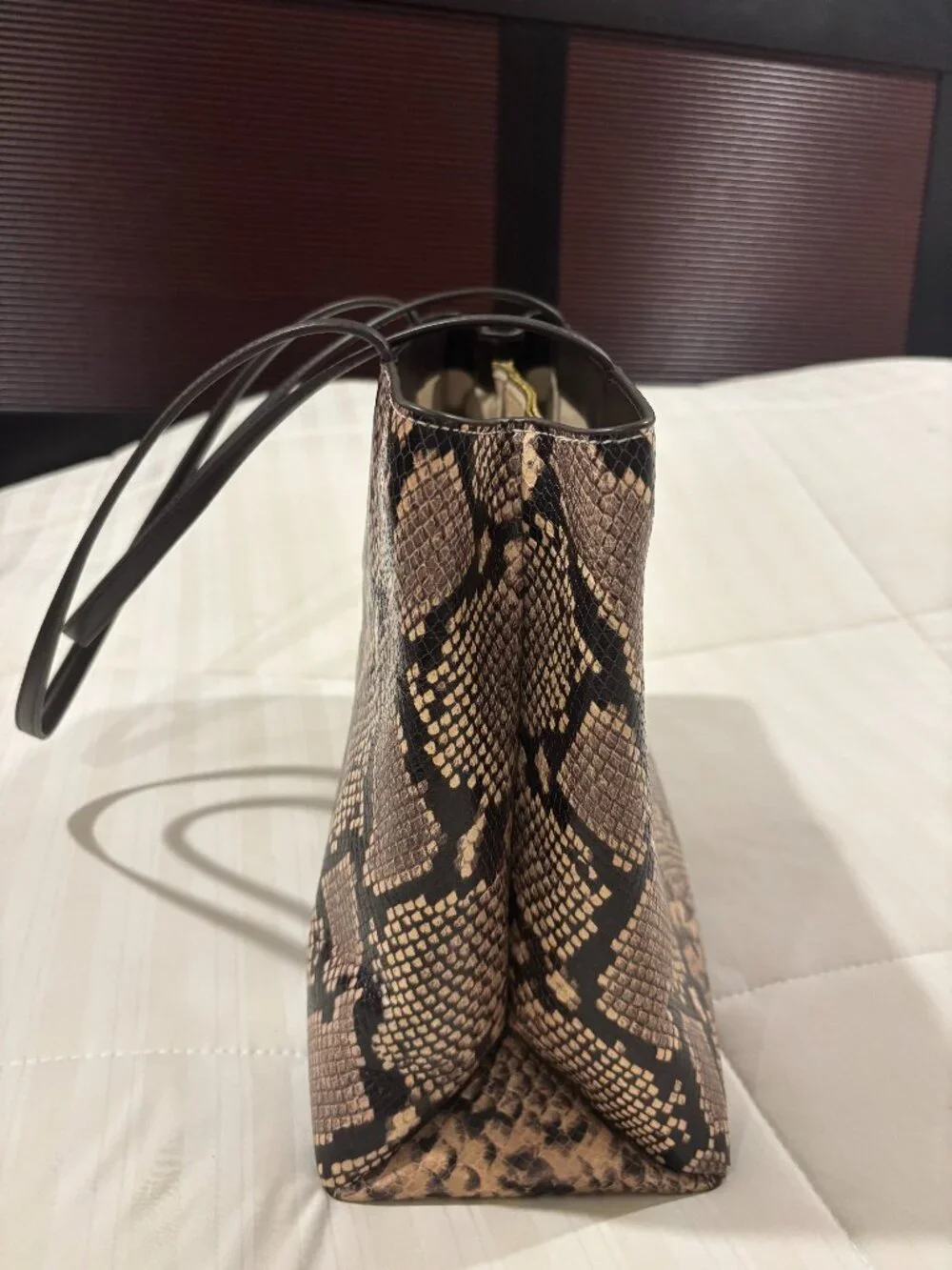 Tory Burch Snakeskin-Embossed Pink/Brown/Black Tote Bag
